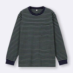GU Heavy Weight Crew Neck T-Shirt | Stripe | Long
